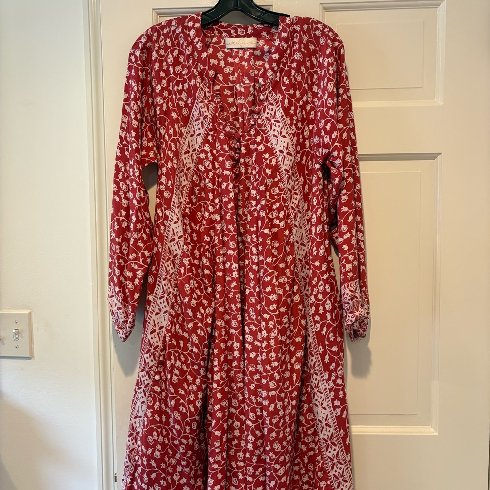 Natalie Martin Crimson and Ivory Long Sleeve Dress